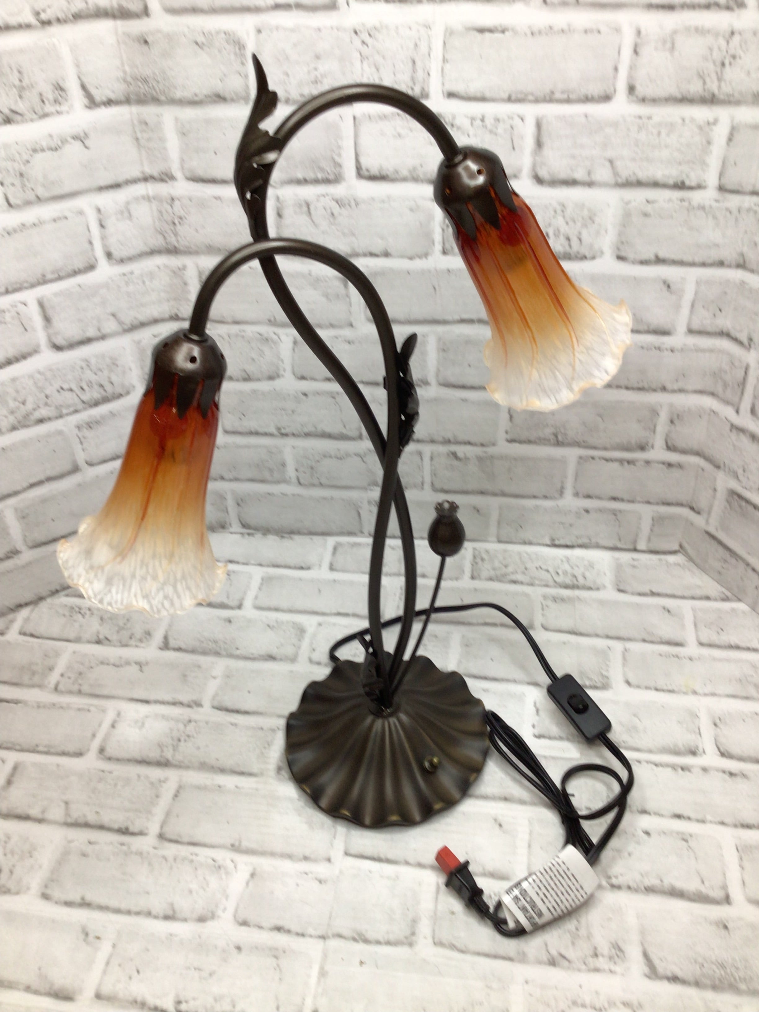 Bieye L10698 Lily Flower Blown Glass Accent Table Lamp **OPEN BOX** (8109588152558)